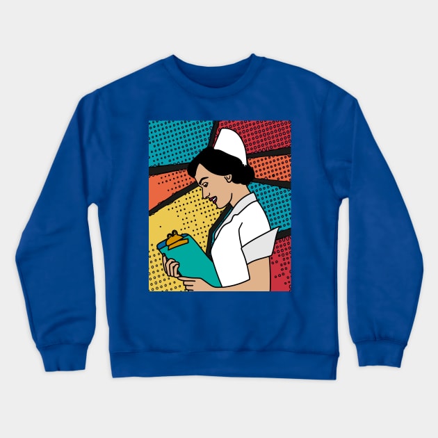 Colorful And Pretty Retro Nurse Crewneck Sweatshirt by flofin